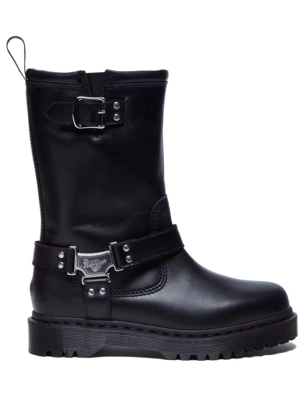 NWOT Dr. Doc Martens Size 8 9 Anistone Hi Black Leather Biker Harness Boots